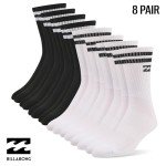 Billabong Mens Socks 8 Pairs Crew Socks for Men Premium Athletic Shoe Size 8-12
