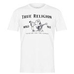True Religion Men's Short Sleeve Metallic Buddha Tee, Optic White, S