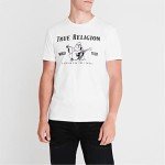 True Religion Men's Short Sleeve Metallic Buddha Tee, Optic White, S
