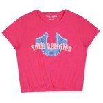 True Religion Girls Jeans Shorts Set Girls Denim Short and Fashion Tee Shirt Clothing Set for Kids