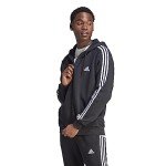 Adidas Men's Black Fleece 3-Stripes Zip Hoodie