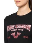 True Religion Women's Western Logo LS Rib Baby TEE​, Jet Black