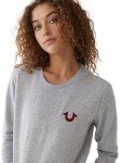 True Religion Women's Heritage Buddha Pullover, Heather Grey, Large