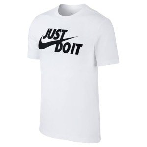 Nike Men's Standard Sportswear Tee Just Do It Swoosh, White/Black, Small