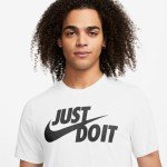 Nike Men's Standard Sportswear Tee Just Do It Swoosh, White/Black, Small