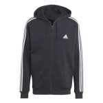 Adidas Men's Black Fleece 3-Stripes Zip Hoodie