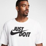 Nike Men's Standard Sportswear Tee Just Do It Swoosh, White/Black, Small