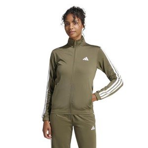 adidas Women's Tricot 3-Stripes Track Top, Olive Strata/White