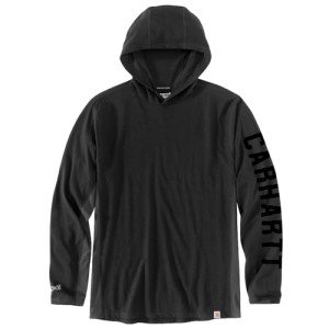 Carhartt Men's Force Relaxed Fit Midweight Long-Sleeve Logo Graphic Hooded T-Shirt, Black