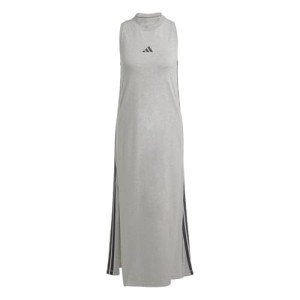 adidas Women's Essentials 3-Stripes Long Racerback Dress, Medium Grey Heather/Black