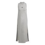 adidas Women's Essentials 3-Stripes Long Racerback Dress, Medium Grey Heather/Black