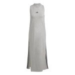 adidas Women's Essentials 3-Stripes Long Racerback Dress, Medium Grey Heather/Black