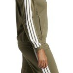 adidas Women's Tricot 3-Stripes Track Top, Olive Strata/White