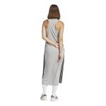 adidas Women's Essentials 3-Stripes Long Racerback Dress, Medium Grey Heather/Black