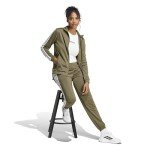 adidas Women's Tricot 3-Stripes Track Top, Olive Strata/White