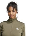 adidas Women's Tricot 3-Stripes Track Top, Olive Strata/White
