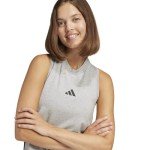 adidas Women's Essentials 3-Stripes Long Racerback Dress, Medium Grey Heather/Black