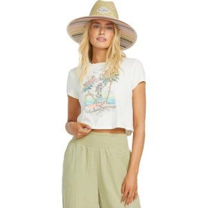 Billabong Women's Logo Crop Short Sleeve Tee, Whitecap