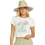 Billabong Women's Logo Crop Short Sleeve Tee, Whitecap