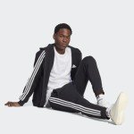 Adidas Men's Black Fleece 3-Stripes Zip Hoodie