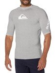 Quiksilver mens All Time Short Sleeve Rashguard Upf 50 Sun Protection Surf Rash Guard Shirt, Sleet Heather, X-Large US
