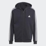 Adidas Men's Black Fleece 3-Stripes Zip Hoodie