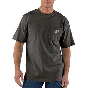 Carhartt mens Loose Fit Heavyweight Short-sleeve Pocket T-shirt work utility t shirts, Peat, Large US