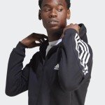 Adidas Men's Black Fleece 3-Stripes Zip Hoodie