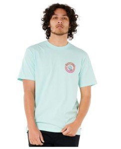 Rip Curl Men's Relaxed Fit Logo Crew T-Shirt, Light Aqua Shred, 2XL