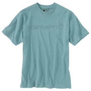 Carhartt Men's Loose Fit Heavyweight Short-Sleeve Logo Graphic T-Shirt, Summer Blue Heather, X-Large