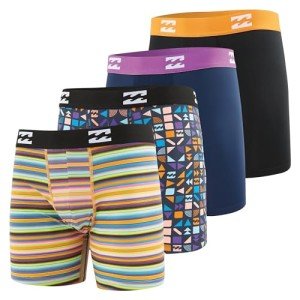 Billabong Mens Underwear 4 Pack Microfiber Performance Boxer Briefs for Men Multicolor
