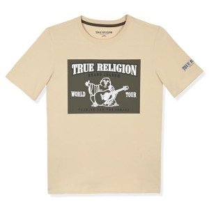 True Religion Boys Tee Shirts Short Sleeve Cotton T-Shirt for Boys Graphic Tees Sand