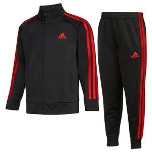 adidas Boys Classic Tricot Track Set - Black/Red