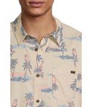 Billabong Men's Sundays Jacquard Short Sleeve Woven Button Down Shirt, Chili