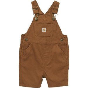 Carhartt Baby Loose Fit Overall Shorts Canvas Shortalls, Carhartt Brown, 2 Toddler