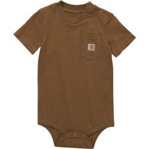 Carhartt Baby Short-Sleeve Pocket Bodysuit, Classic Carhartt Brown, 3M