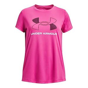 Under Armour Girls Tech Big Logo Short Sleeve T Shirt, (652) Rebel Pink / / Black, Small