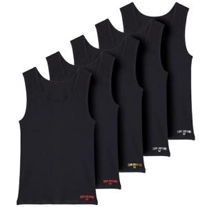 True Religion Lightweight Tank Tops for Men, 5 Pack Classic Ribbed Cotton Mens Undershirts Black