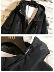 Nutriangee Mens Hip Hop Streetwear Windbreaker Jacket Lightweight Hooded Casual Outdoor Bomber with Ribbons Coat 01 Black Medium