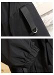 Nutriangee Mens Hip Hop Streetwear Windbreaker Jacket Lightweight Hooded Casual Outdoor Bomber with Ribbons Coat 01 Black Medium