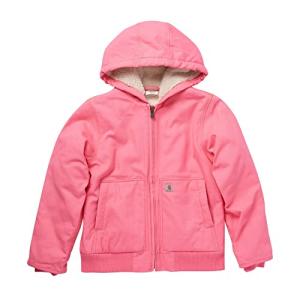 Carhartt OUTDOORS - Apparel Zip Front Canvas Insulated Hooded Active Jac, Pink Lemonade, Large (14)