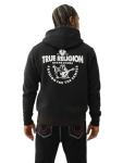 True Religion Men's Zip Up Hoodie, Jet Black, Large