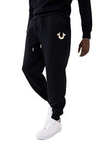 True Religion Black Metallic Horseshoe Joggers for Men