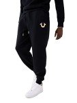 True Religion Black Metallic Horseshoe Joggers for Men