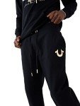 True Religion Black Metallic Horseshoe Joggers for Men