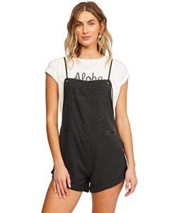 Billabong Women's Wild Pursuit Short Overalls - Off Black