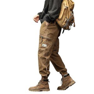 Men's Brown Multi Pocket Cargo Pants - Japanese Style