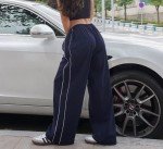 Y2K Style Baggy Navy Track Pants for Women