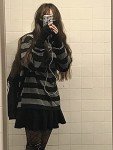 Striped Crewneck Long-Sleeve Emo Streetwear T-Shirt