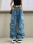 Baggy Cargo Pants - Y2K Streetwear Jeans (Blue)